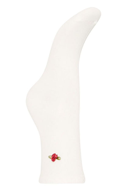 IC Rosa Socks - hvid m/rose