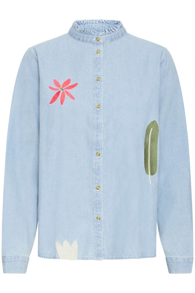 IC TULLE Shirt - lys denim m/fine detaljer