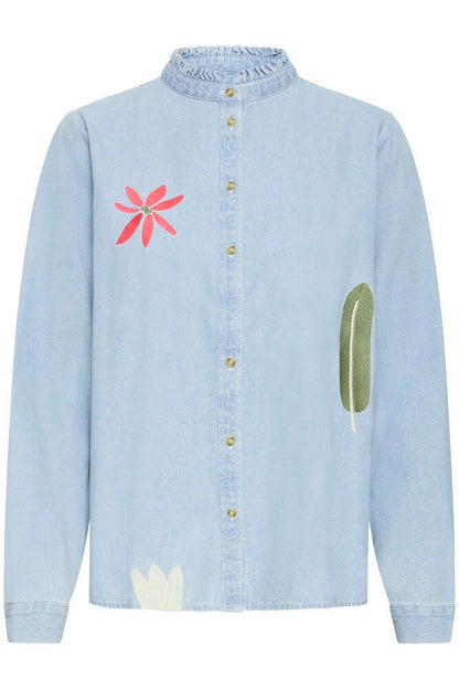 IC TULLE Shirt - lys denim m/fine detaljer