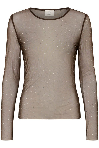 KA Stinna Mesh T-shirt - Coffee brown m/simili sten