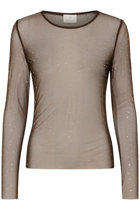 KA Stinna Mesh T-shirt - Coffee brown m/simili sten