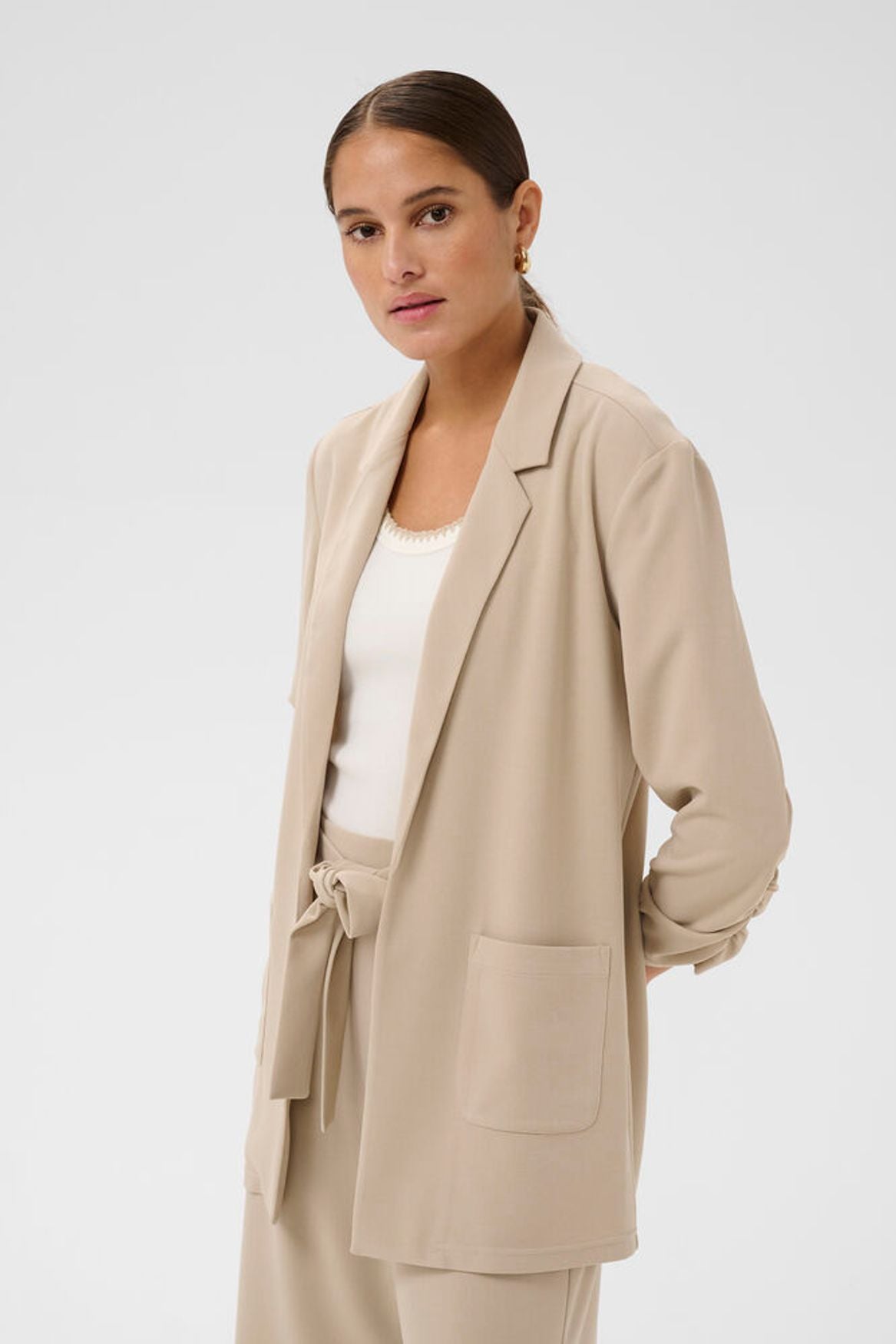 KA Phoebe 3/4 sleeve Blazer - beige
