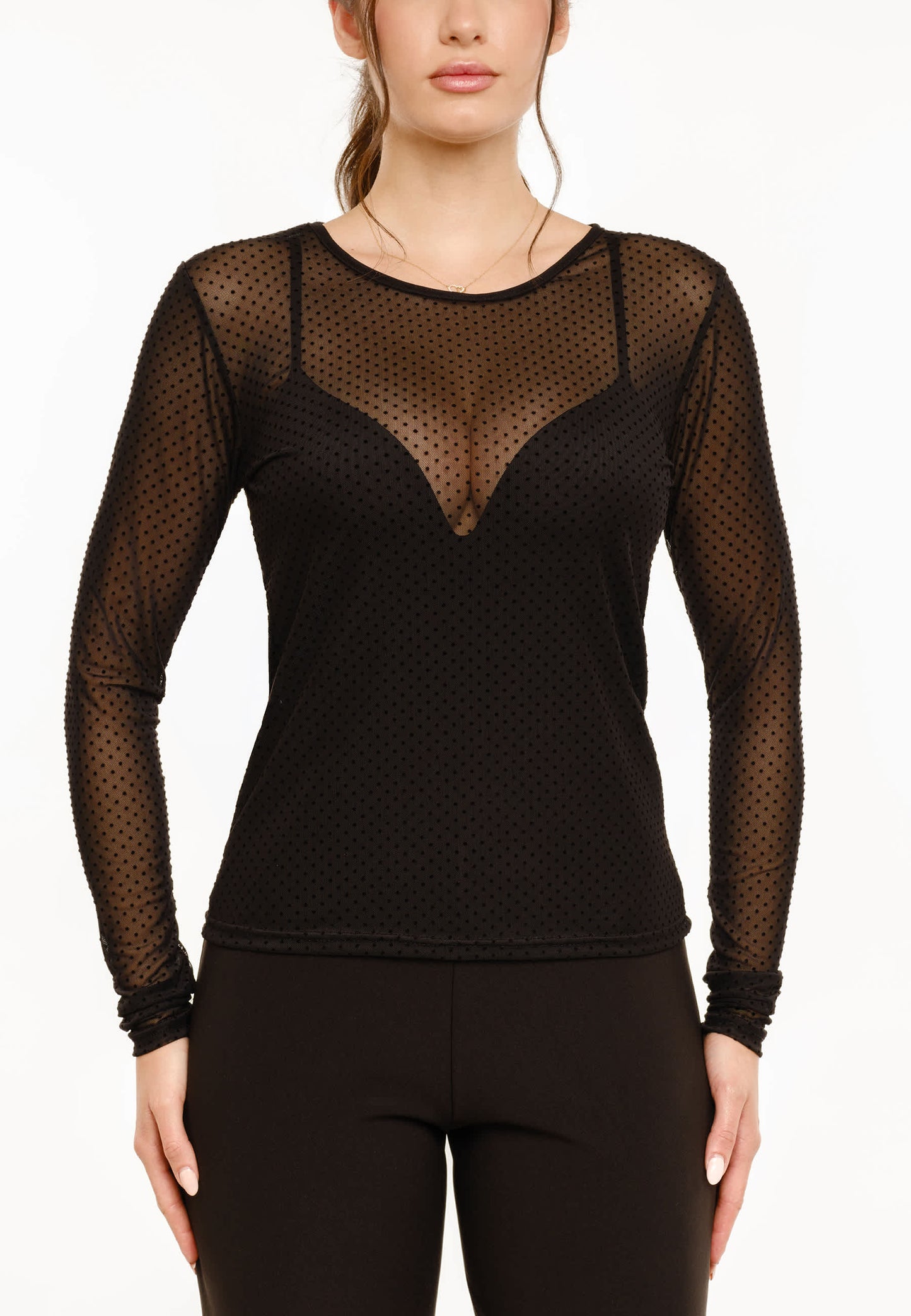 LB Mesh LS T-shirt - black dot