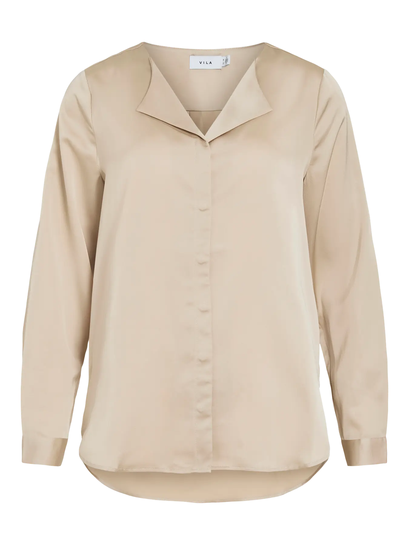 VL VIELLETTE V-NECK L/S SATIN SHIRT - CREME