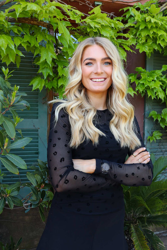 LB mesh bluse - black flock leo