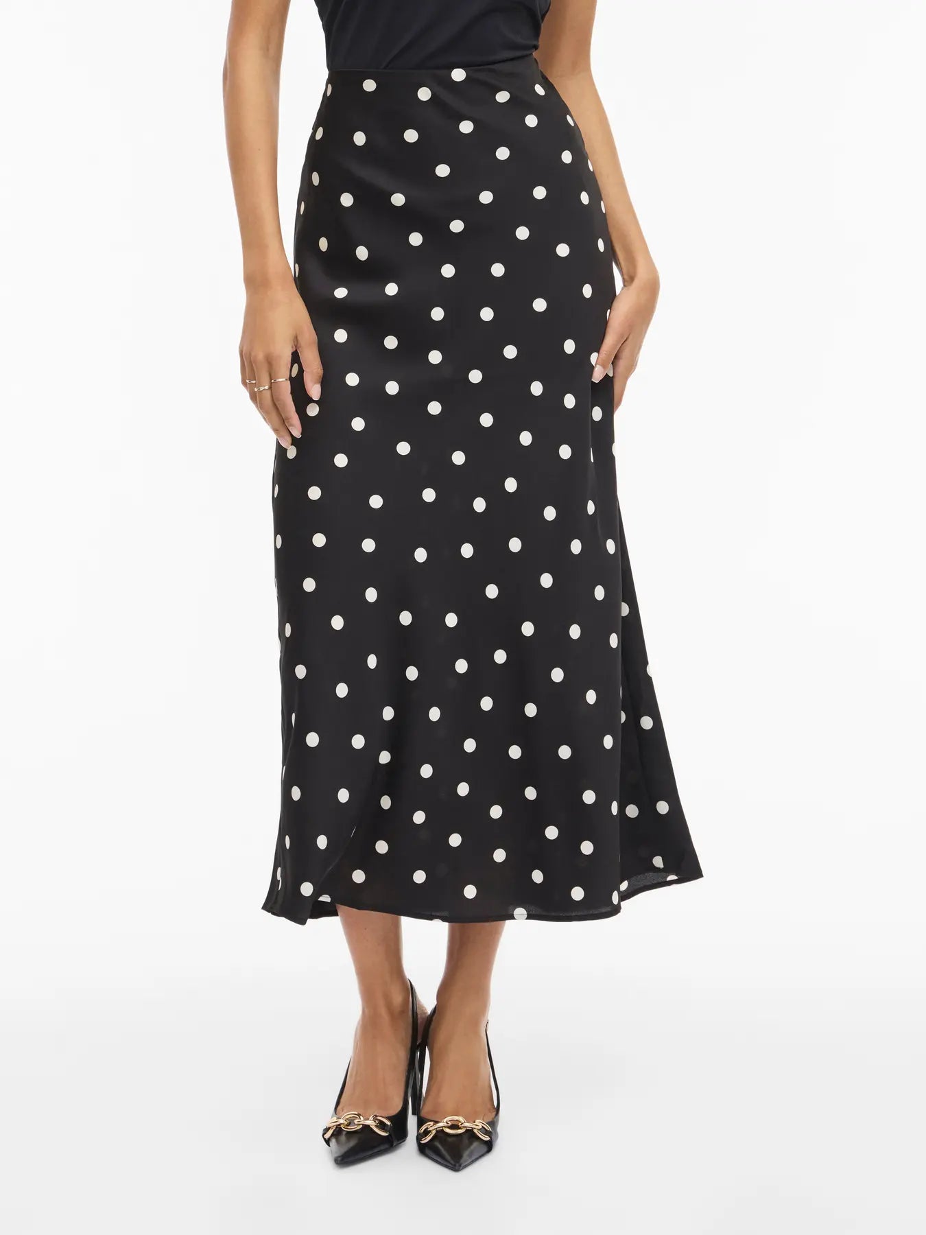 VIELLETTE HW MIDI SKIRT - black - white dots