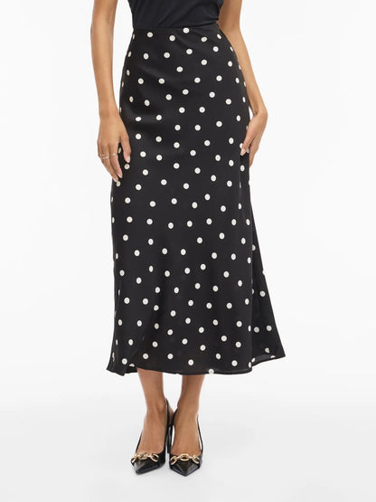VIELLETTE HW MIDI SKIRT - black - white dots