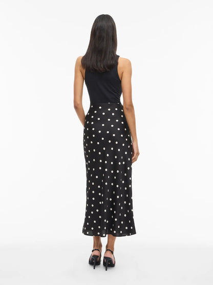 VIELLETTE HW MIDI SKIRT - black - white dots