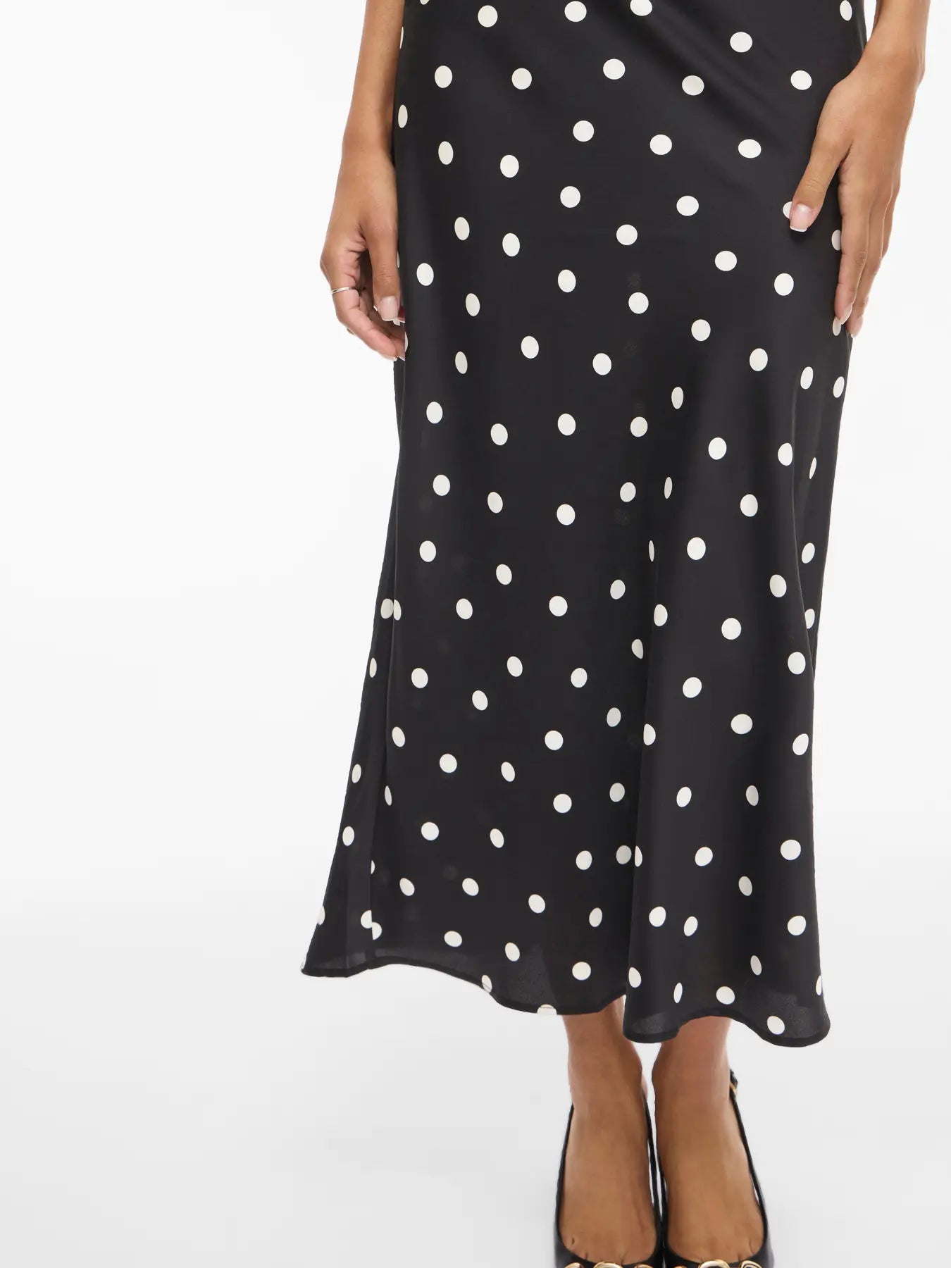 VIELLETTE HW MIDI SKIRT - black - white dots
