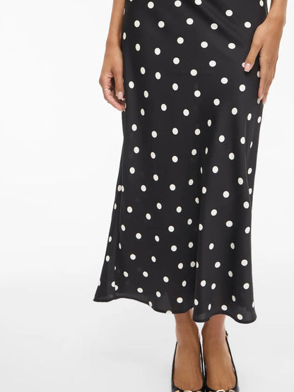 VIELLETTE HW MIDI SKIRT - black - white dots