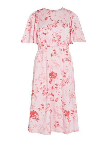 VL VITHALIA ANYA 2/4 O-NECK DRESS/DC - rosa