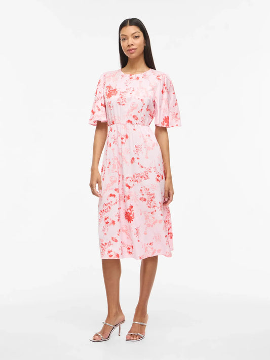 VL VITHALIA ANYA 2/4 O-NECK DRESS/DC - rosa