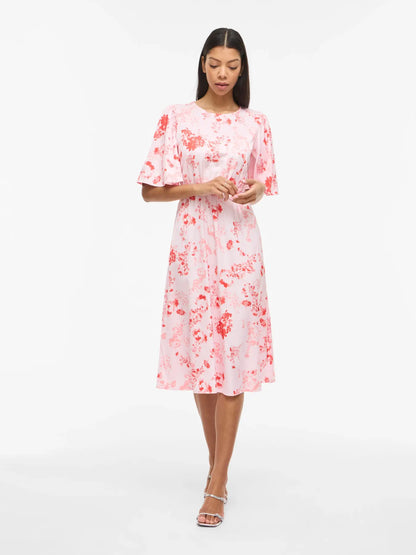 VL VITHALIA ANYA 2/4 O-NECK DRESS/DC - rosa