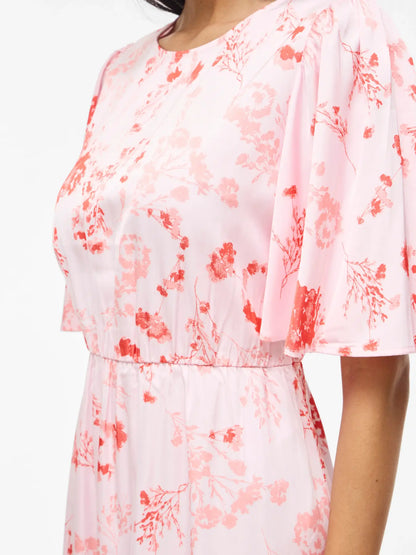 VL VITHALIA ANYA 2/4 O-NECK DRESS/DC - rosa