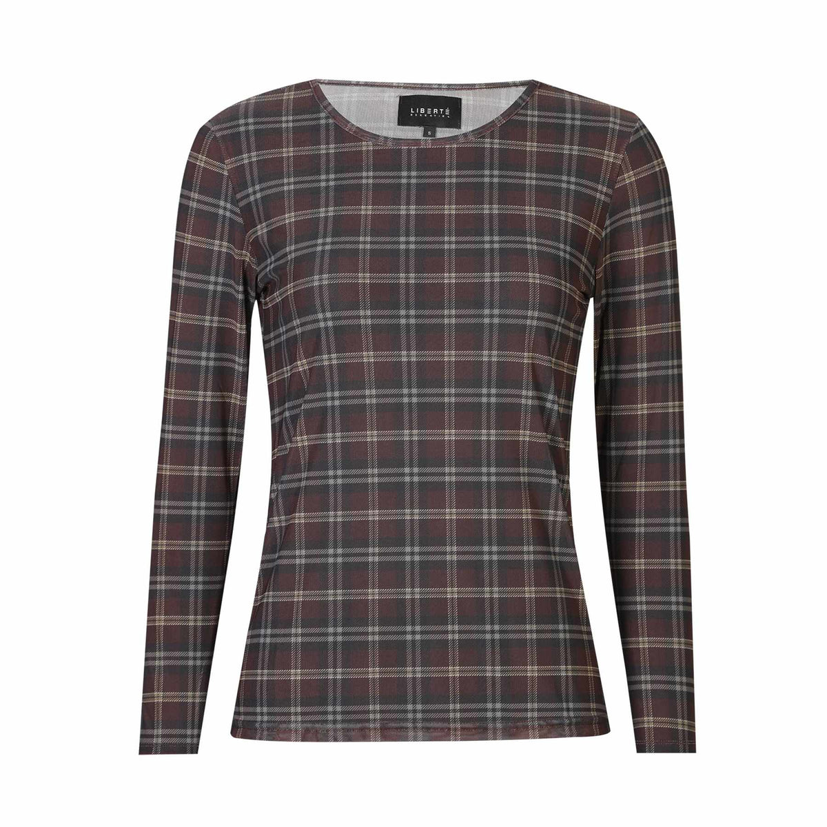 LB MESH LS T-SHIRT - DARK BROWN CHECK