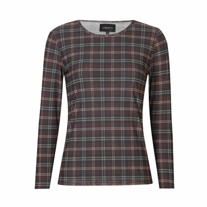 LB MESH LS T-SHIRT - DARK BROWN CHECK