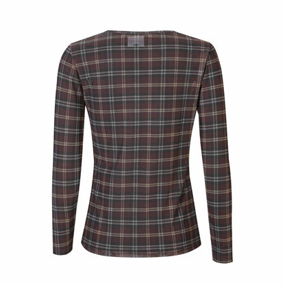LB MESH LS T-SHIRT - DARK BROWN CHECK