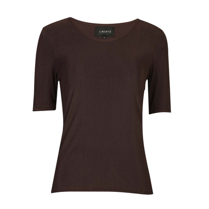 Libertè mesh bluse m/korte ærmer og prikker - brun