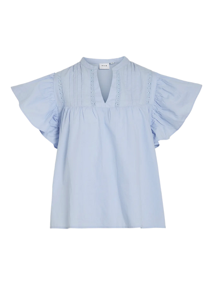VL Vilaurel S/S V-Neck Top - lys blå