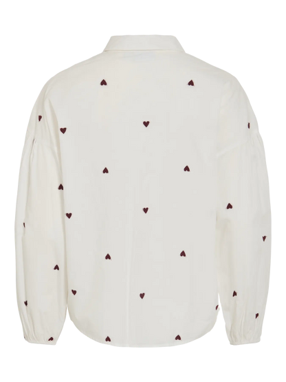 VL VISTEF L/S SHIRT - hvid m/bordeaux hjerter