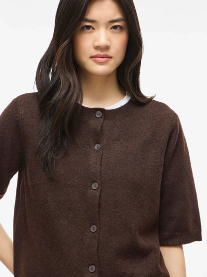 VILIGA 2/4 O-NECK KNIT CARDIGAN - brown