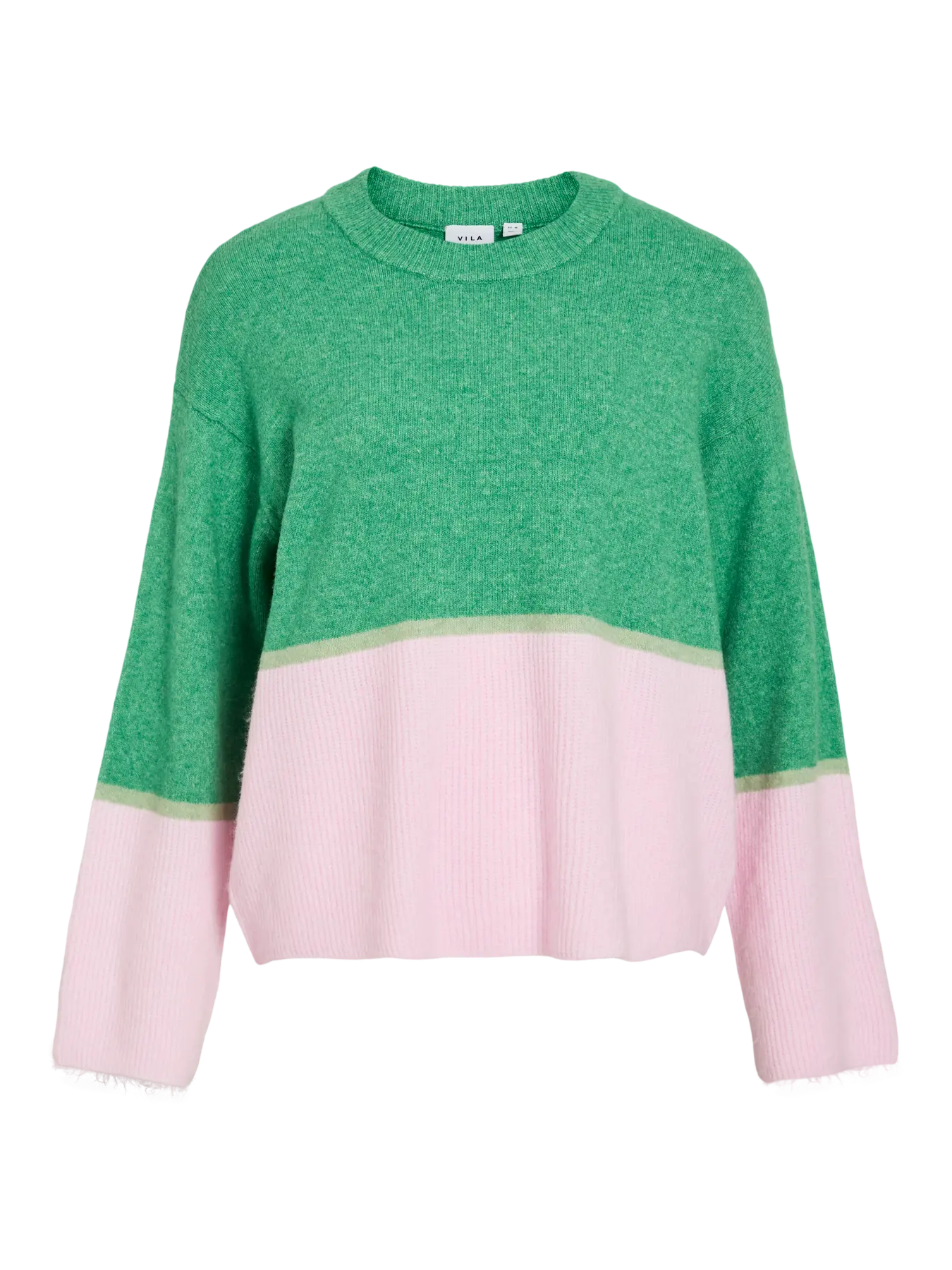 VL VIBONNIE O-NECK L/S KNIT TOP - grøn/lyserød