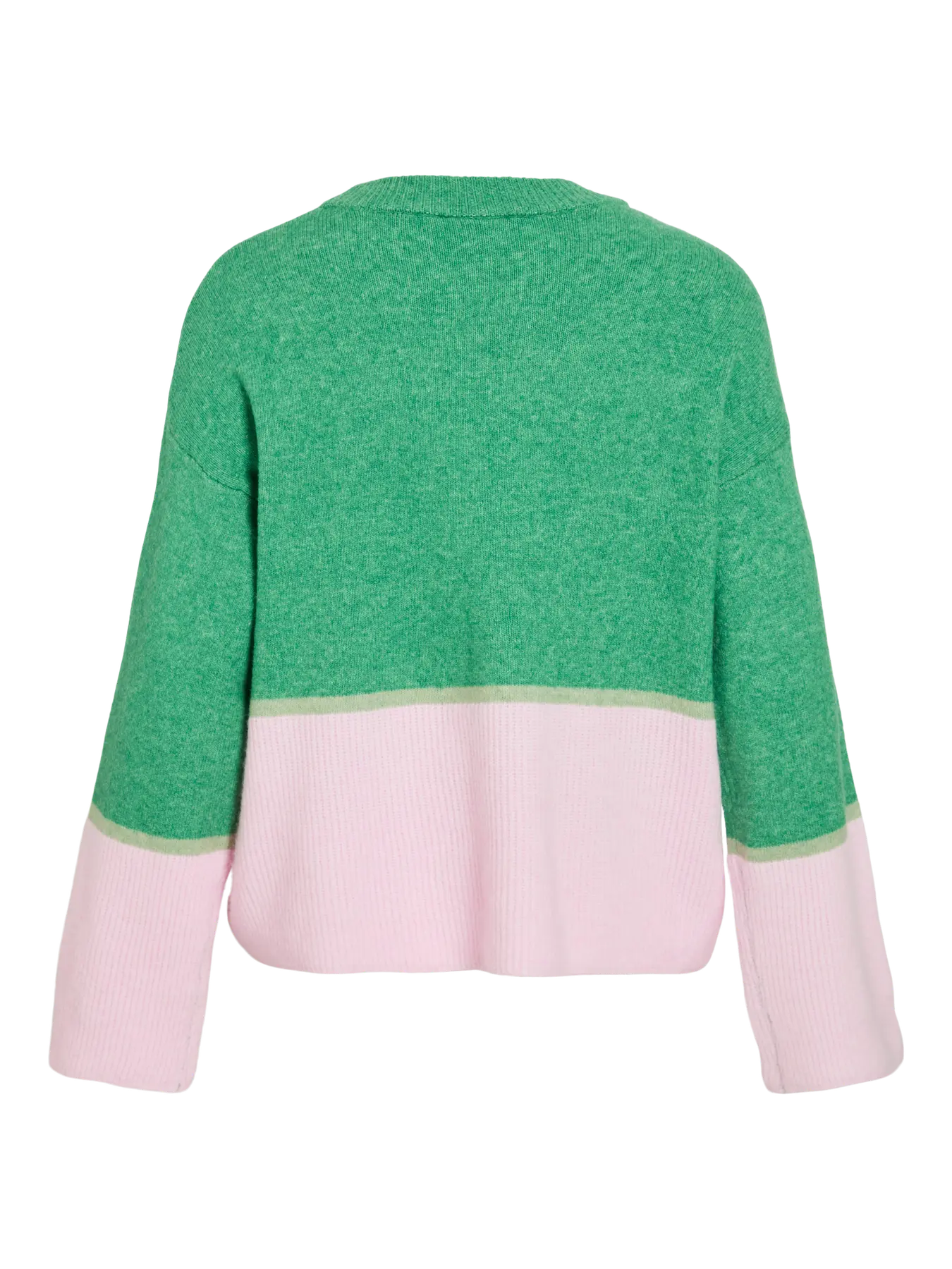 VL VIBONNIE O-NECK L/S KNIT TOP - grøn/lyserød