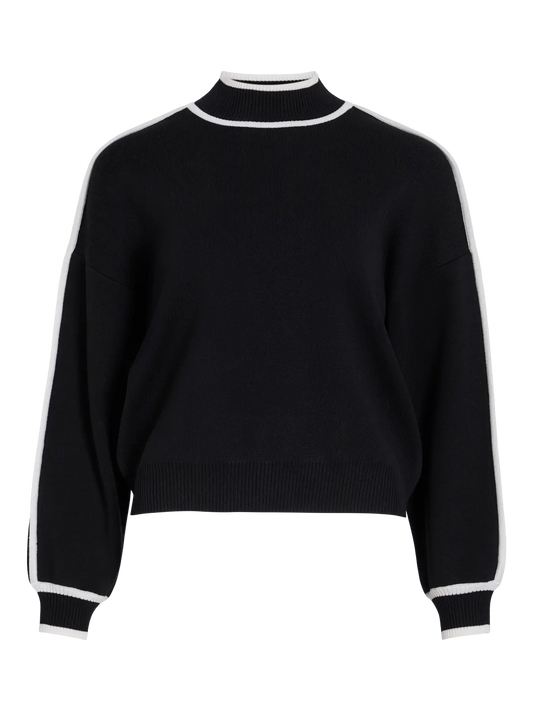 VL VILOCA HIGH NECK STRIPE KNIT - black