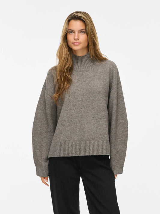VL VISIA L/S HIGH NECK KNIT PULLOVER - FALCON BRUN MELANGE