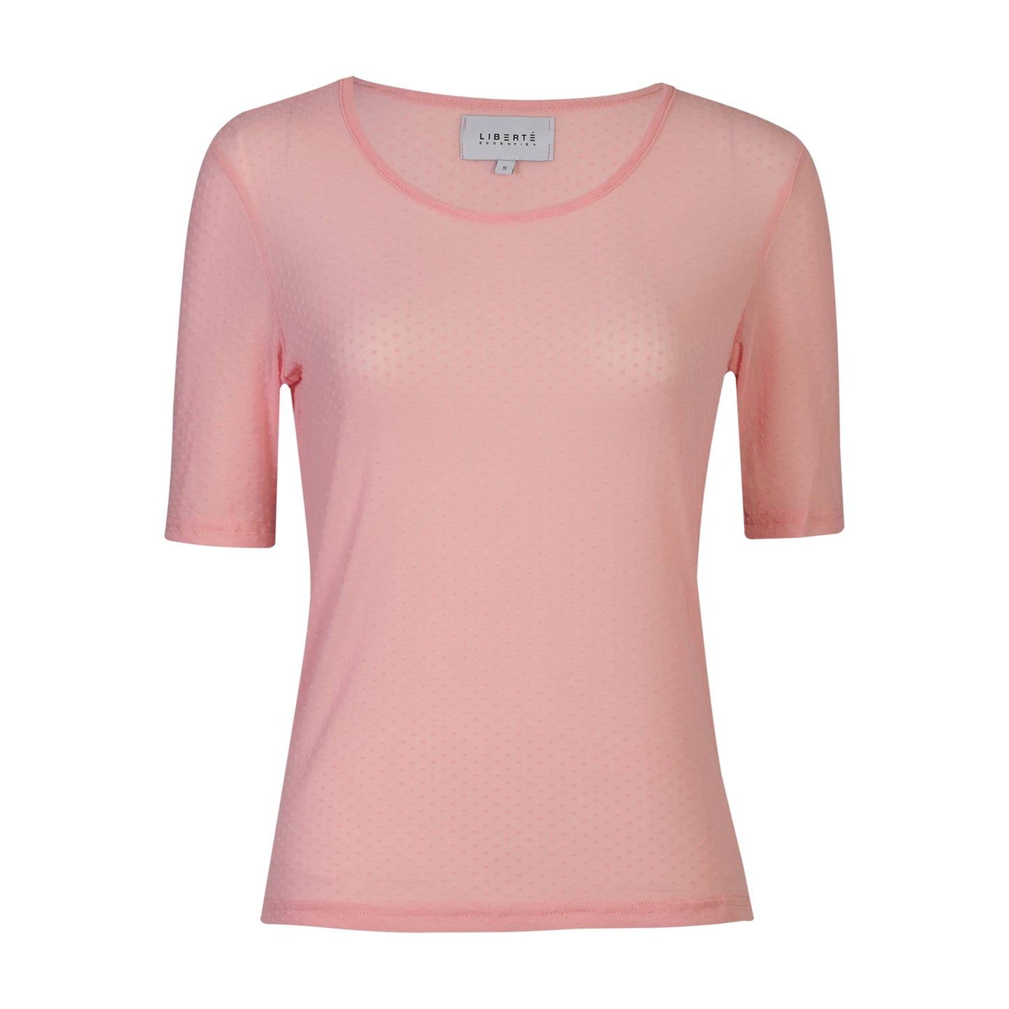 Libertè mesh bluse m/korte ærmer og prikker - rosa