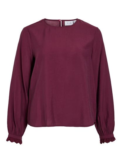 VL VIMALIMA L/S FRILL TOP - bordeaux