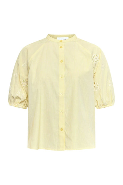 SP EDINA-SS Shirt - gul/strib m/broderi