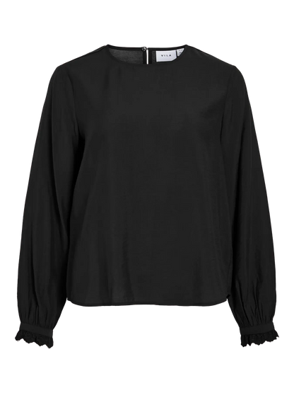 VL VIMALIMA L/S FRILL TOP - sort