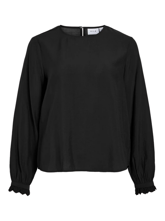 VL VIMALIMA L/S FRILL TOP - sort