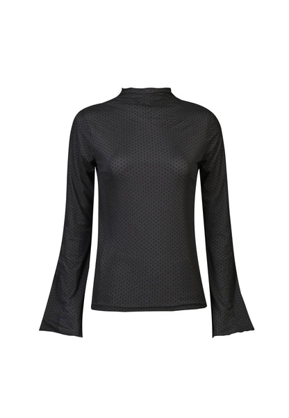 LB MESH LS TROMPET MESH TOP - black dot