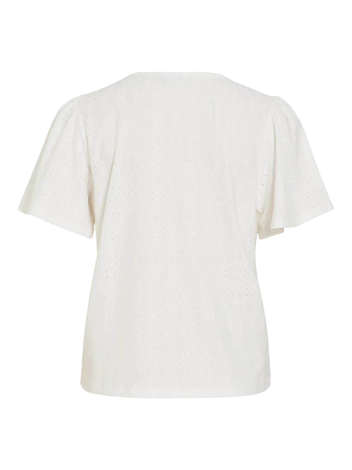 VL VIBELLI O-NECK S/S TOP - hvid m/hulmønster