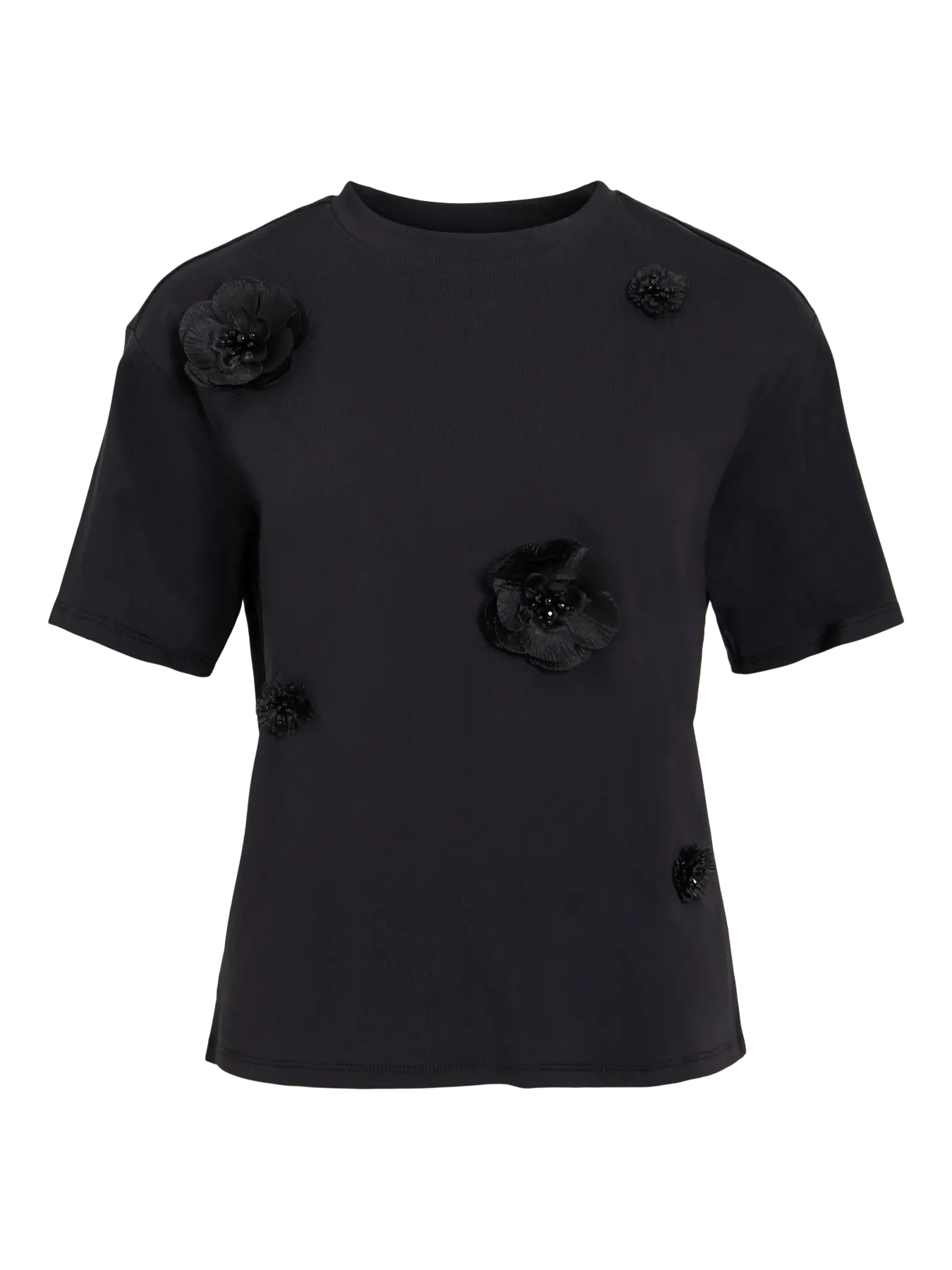 VL VIVARZIMA FLOWER O-NECK T-SHIRT - sort m/blomster