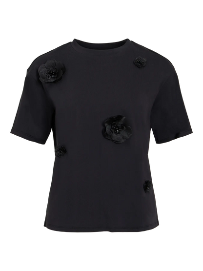 VL VIVARZIMA FLOWER O-NECK T-SHIRT - sort m/blomster