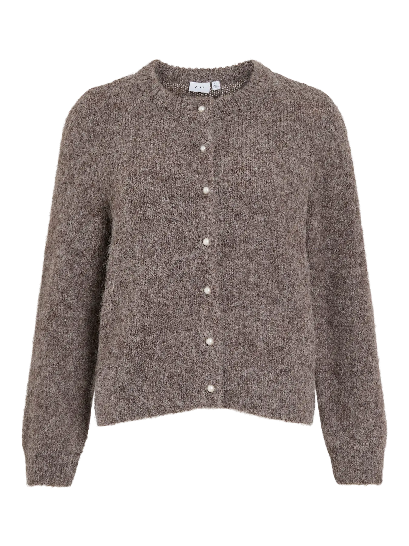 VILARKA O-NECK L/S KNIT CARDIGAN - mørk sand