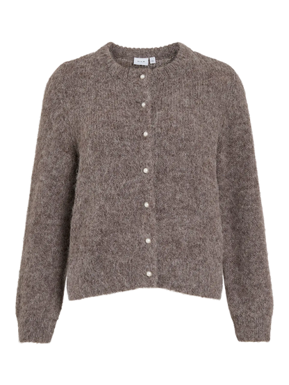 VILARKA O-NECK L/S KNIT CARDIGAN - mørk sand