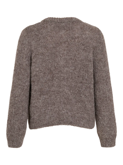 VILARKA O-NECK L/S KNIT CARDIGAN - mørk sand