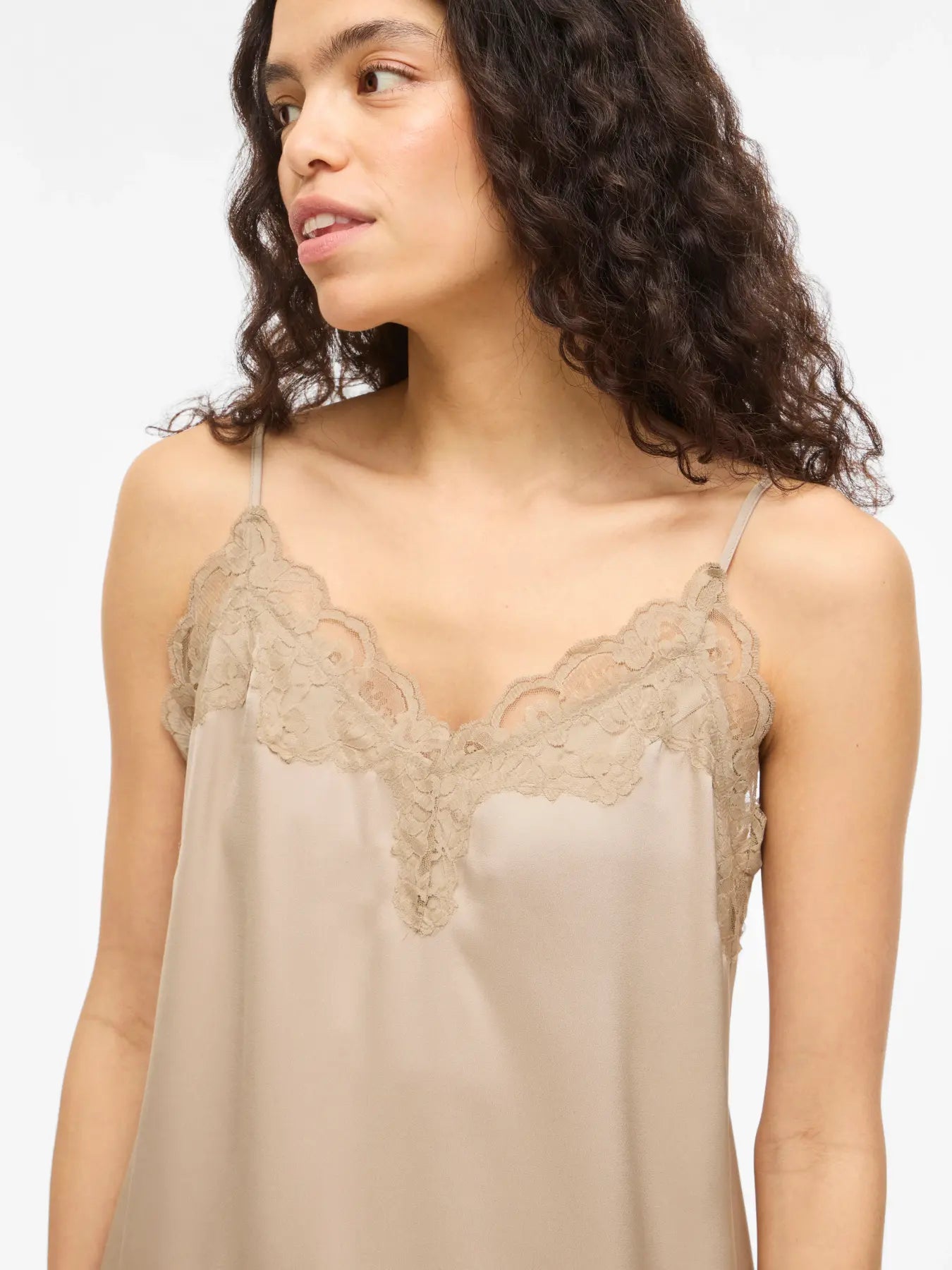 VL VILACEY STRAP DRESS - beige