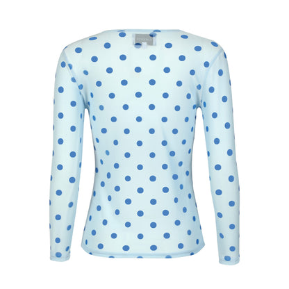 LB Mesh bluse - light blue blue dot